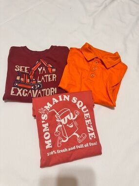 Kids' Short Sleeve Tee & Polo Set - Red & Orange